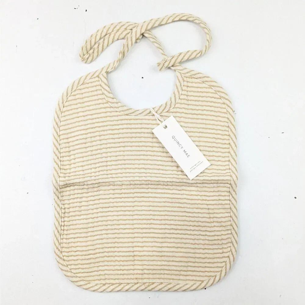 Quincy Mae Ocre Stripe Woven Bib - One-Size